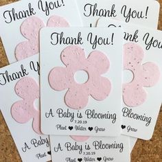 four thank you cards with pink flowers on them