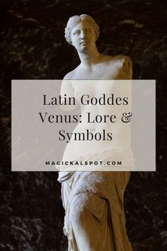 a statue with the words latin goddesss venus lore and symbols