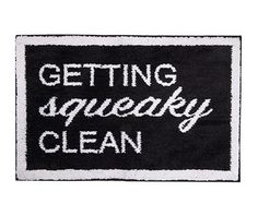 a black and white door mat with the words getting sneaky clean