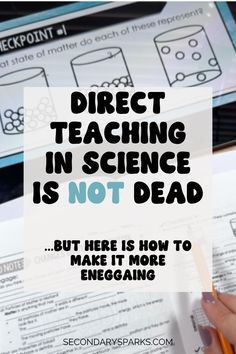 a hand holding a pencil over a paper with the words direct teaching in science is not dead