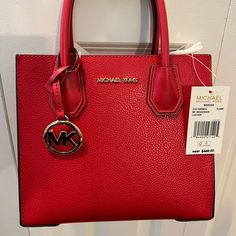 Michael Kors Flame Red Medium Messenger Handbag. Brand New With Tags. Red Rectangular Satchel With Top Carry Handle, Red Satchel Shopping Bag, Red Satchel Bag For Shopping, Red Satchel With Top Carry Handle For Shopping, Red Tote Bag With Top Carry Handle, Designer Rectangular Red Bag, Red Satchel With Gold-tone Hardware Modern Style, Modern Red Satchel With Gold-tone Hardware, Designer Red Bag With Branded Hardware