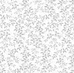 a white and gray wallpaper with leaves on it's sides, in shades of grey