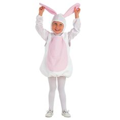 Your little one will be a cute as an Easter bunny with this two piece Rabbit Costume which features a soft, sleeveless tunic with velcro fastening to back and elasticated hem to create a puff ball effect. To complete this adorable fancy dress costume, also included is a soft headpiece with long, pink, floppy ears and under chin velcro fastening. Material: 100% polyesterCare: Hand wash. Do not use bleach. Do not use dryer. Rabbit Costume Kids, Bunny Costume Kids, Fancy Dress Ideas, World Book Day Costumes, Cute Bunny Rabbit, Book Day Costumes, Rabbit Costume, Alice In Wonderland Costume, Wonderland Costumes