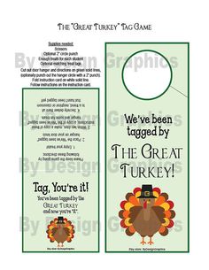 a turkey bookmark with the words, we've been tagged by the great turkey