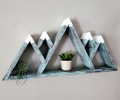 a shelf with some plants on top of it