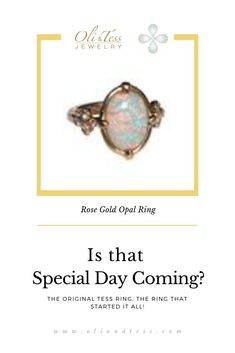 Dazzling, multi colored opal solitaire, handcrafted 18K rose gold with signature Oli and Tess flowers. A unique opal engagement ring, push present or just a plain old show stopper. This statement ring will keep you mesmerized. Each natural crystal Opal is one of a kind and will vary from piece to piece.  #heirloomjewelry #family #handmade #opals #diamonds #jewelrydesigner #jewelrysale #jewelry #statementjewelry #bridaljewelry #bridesmadegift #australianopal #opalring #opalengagementring One Of A Kind Oval Opal Ring For Anniversary, Elegant Unique Opal Ring Gift, Heirloom Rose Gold Opal Ring Gift, Statement Engagement Ring, Opal Solitaire Ring, Rose Gold Opal Ring, Solitaire Ring Set, Unique Opal, Heirlooms Jewelry