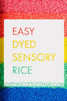 Easy Dyed Sensory Rice Baby Sensory Ideas, Sensory Play Preschool, Sensory Play Baby, Dye Rice, Homeschool Toddler, Baby Footprint Crafts, Sensory Rice