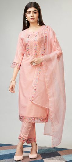 Pink and Majenta color Salwar Kameez in Viscose fabric with Embroidered, Resham, Thread work Readymade Salwar Kameez, Peach Fabric, Designer Kurta, Suit Collection, Salwar Kameez Designs, Readymade Blouse, Kurta With Pants, Hip Dress, Kurta Set