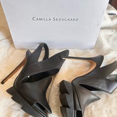 Brand New Never Worn In The Box European High End By Danish Born Camilla Skovgaard Gorgeous Platform Black Stilettos Indicated European Size 41 5’5 Inches Heel And 2” Inches Platform Black Stilettos, Fashion Black, 5 Inch Heels, Black Fashion, High Fashion, Genuine Leather, Size 10, Brand New, Heels