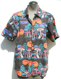 Mens Smilie Face Mushrooms Trippy Button Up Short Sleeve Collard Shirt Small Condition: New  Men's: Small  Pit To Pit: 21 1/4" TopShoulder To Bottom Of Shirt: 25 1/2" CHECK OUT MY OTHER ITEMS LIKE THIS FOR SALE (BIN B2) 0013 Multicolor Cotton Camp Shirt With Button Closure, Multicolor Cotton Camp Shirt With Buttons, Summer Cotton Shirt With Mushroom Print, Cotton Shirt With Mushroom Print For Summer, Fun Multicolor Cotton Camp Shirt, Cotton Short Sleeve Shirt With Mushroom Design, Multicolor Cotton Camp Shirt, Casual Relaxed Fit Shirt With Mushroom Print, Summer Mushroom Print Shirt With Relaxed Fit