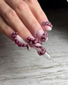 Tentacle Nail Art, Kraken Nails, Tentacle Nails, Puffy Nails, Squid Nails, Gore Nails, Pierced Nails, Octopus Nails, Lady Nails