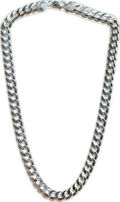 Sterling Silver Chunky Cuban Link Necklace, Classic Silver Cuban Link Chain Necklace, Classic Sterling Silver Cuban Link Necklace, Classic Silver Curb Chain Necklace, Sterling Silver Curb Chain Necklace, Classic Silver Cuban Link Necklace, Sterling Silver Cuban Link Necklace With Chunky Chain, Classic Silver Cuban Link Necklace With Figaro Chain, Classic Silver Cuban Link Necklace With Chunky Chain