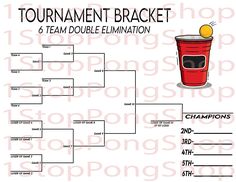 the tournament bracket is shown with an orange ball on top and a red cup below it