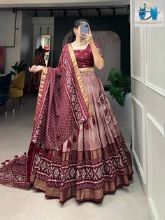 *Rate : 1650/- free shipping**🌷Lehenga Choli🌷* Elegant, light shades to complement to create beautiful aura in wedding function 🤍 *Lehenga(Stitched)* Lehenga Fabric : Tussar Silk Lehenga Work : Dot and Ikkat Print With foil work Lehenga Waist : SUPPORTED UP TO 42 Lehenga Closer : Drawstring With Heavy Tassels and Zip Stitching : Stitched With Canvas and attached with Can Can Length : 42 Flair : 4 Meter Inner : Micro Cotton *Blouse(Unstitched)* Blouse fabric : Tussar Silk Blouse Work : Ikkat Print, Zip Stitching, Choli Dress, Navratri Dress, Sabyasachi Lehenga, Indian Lehenga Choli, Stitched Lehenga, Party Wear Lehenga Choli