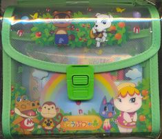 an image of a nintendo lunch box with animals on it's side and rainbow in the background