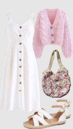 #summeroutfit #dressoutfit #summerdress #pinkoutfit #crochet #modestoutfits #modestfit #churchoutfit #modestfashion #churchfit #summer #outfitinspo #vintage Easy Trendy Outfits, The Outfit, Looks Chic, Girly Outfits