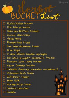 Herbst, Autumn, Fall, Bucket List, Digital Movie Posters, Film Posters