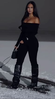 Knee Boots Outfit Black Women, Fall Birthday Outfit Ideas, Baddie Casual Outfits, Casual Baddie Outfits, Meagan Good, Fall Ootd, Instagram Baddie, Classy Winter Outfits, Oufits Casual