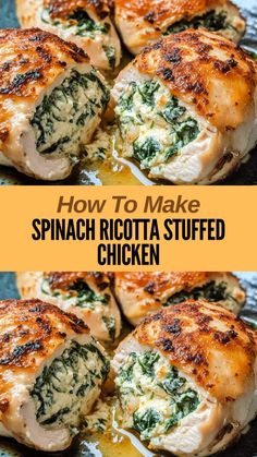 Ingredients: 4 boneless, skinless chicken breasts 1 cup ricotta cheese 1 cup fresh spinach, chopped... Dinner Ideas Ricotta Cheese, Stuffed Chicken With Ricotta Cheese, Spinach Ricotta Stuffed Chicken Breast, Spinach And Ricotta Stuffed Chicken, Ricotta Cheese Chicken Recipes, Spinach Ricotta Stuffed Chicken, Ricotta Chicken Recipes, Chicken And Ricotta Recipes, Healthy Comfort Meals