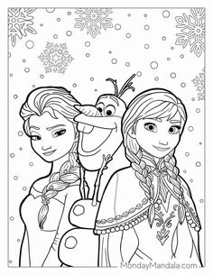 Elsa, Anna, And Olaf Coloring Page Easter Coloring Pages Printable, Kids Christmas Coloring Pages, Frozen Christmas