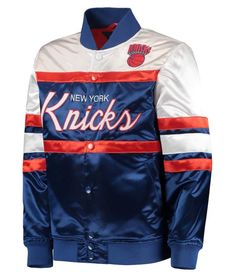 Knicks Logo, New York Knicks Logo, Blue New York, Men Winter Jacket, Ny Knicks, Blue And White Style, Corduroy Blazer, Cold Temperature, Custom Jacket