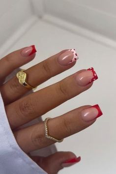 Valentine's mani ❤️💅🏻 Short Acrylic Nails For Valentines Day, Short Nails Inspiration Valentines Day, Biab Nails Valentines, Short Cute Nails Valentines, Valentines Nails Acrylic Short Square, Square French Valentine Nails, Short Nails Inspo Valentines, Square Short Valentines Nails, Valentines Biab Nails Short