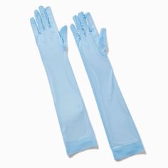 Blue Silk Gloves, Dress Reference, Silk Gloves, Blue Gloves, Fashion Gloves, Room Stuff, Casual Preppy Outfits, Blue Sheers, Fashionable Jewelry