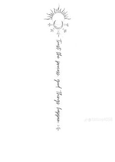 a drawing of the sun and moon with some words written below it in cursive writing