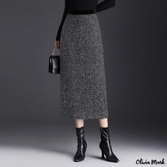 Olivia Mark - Gold Thread Silver Patch Straight Pencil Skirt High Waist Maxi Skirt Lined Pencil Skirt For Winter, Winter Lined Pencil Skirt, Non-stretch Full Length Skirt For Winter, Winter Pencil Skirt With Pockets, Winter Full Length Stretch Skirt, Winter Relaxed Fit Pencil Skirt, Winter Full-length Stretch Skirt, Casual Knee-length Pencil Skirt For Winter, Casual Winter Pencil Skirt With Relaxed Fit