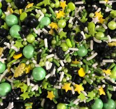 green and black sprinkles are mixed together