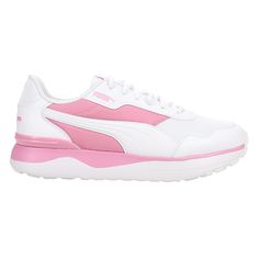 Retro running-inspired, the R78 Voyage Trainers make sporty look sleek. Designed specially for her, with standout stitching, tons of texture, comfortable cushioning and a chunky midsole for added height, these cute kicks bring cool to casual. $54.95 Sneakers Puma, Lace Up Sneakers, Sporty Look, White Sneakers, Casual Sneakers, Snug Fit, Pink White, Retro Fashion, Pink Ladies