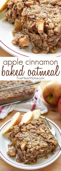 an apple cinnamon baked oatmeal on a plate