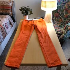 Size 4 (12100) Spring Orange Jeans With Pockets, Orange Jeans For Spring, Casual Mid-rise Orange Bottoms, Orange Pants, Pants Color, Color Orange, Full Service, Women Jeans, Size 4