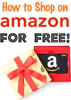 an amazon gift box with a red bow and the words how to shop on amazon for free