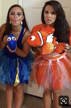 two girls dressed up as clown fish and nemo