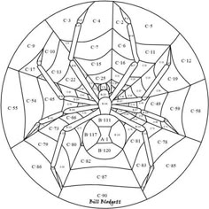 a spider is shown in the center of a circle with numbers and letters on it