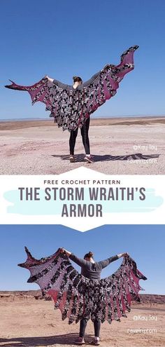 two photos with the same pattern and text that says, free crochet pattern the stormwrath's armor