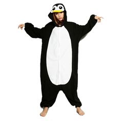 a person in a penguin costume standing up