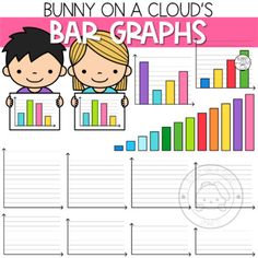 the bunny on a cloud's bar graphs worksheet is shown with two people holding