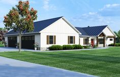 this is an artist's rendering of a two - story house with garages