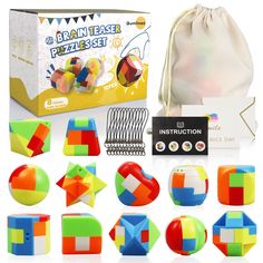 PRICES MAY VARY. 【Unique Design】：There are 12 featured style Plastic Brain Teaser puzzles to test and sharpen your IQ and EQ. Enjoy and try separating the pieces to improve coordination and focus. This comes in a variety of puzzles and colors ,Great and fun way to relax. All the blocks are smooth and have NO SHARP EDGES for endless play without getting hurt. 【Suitable for All Ages】：Plastic Brain Teaser puzzles for kids and audlts,These brain games are perfect for passing time, fidgeting, and avo Mind Games Puzzles, Mechanical Puzzles, Puzzle Party, Classroom Prizes, Brain Teaser Puzzles, Challenging Games, Logic Puzzles, Right Brain, Brain Teaser