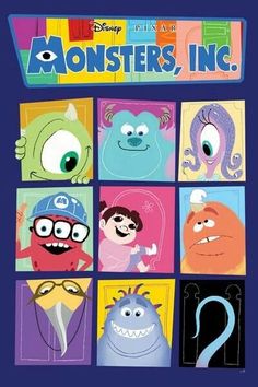 monsters, inc movie poster from the disney pixars series by walt and lucas