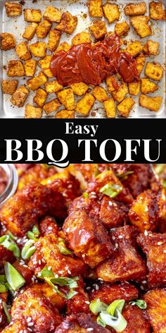 easy and tasty bbq tofu recipe with text overlay