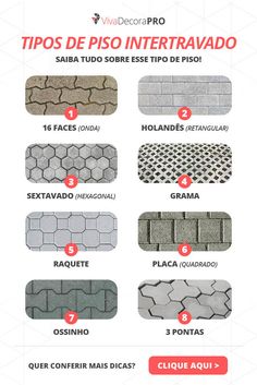 different types of tiles and their names in spanish, with the words tips de pio inter