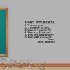 a green chalkboard with the words dear students written on it