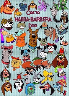 one to hanna - barbera dog movie poster with many cartoon characters in different colors