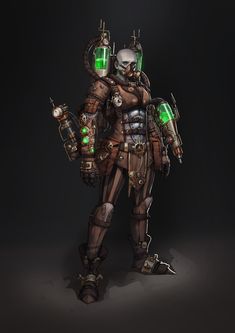 a character from the video game overwatch with green lights on his chest and arms