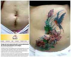 an image of a woman's stomach with flowers on it