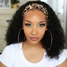 Black Hair Types, Wigs Hairstyles, Trendy Headbands, Curly Lace Wig, Afro Curls, Apparel Branding, Headband Wig, Curly Human Hair Wig, Stil Elegant