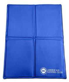 the american kennel club logo is shown on an adult sized blue mat with four squares